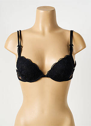 Sutien efect material satinat top sutien push-up negru AMBRA femeie