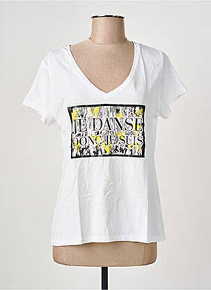 Tricou guler în v mâneci scurte alb ONE STEP femeie