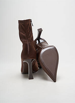 Botine/ghete material neted toc de 7 la 9 cm maro STRADIVARIUS femeie