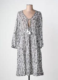 Rochie midi imprimeu floral mâneci lungi gri CHICOSOLEIL femeie