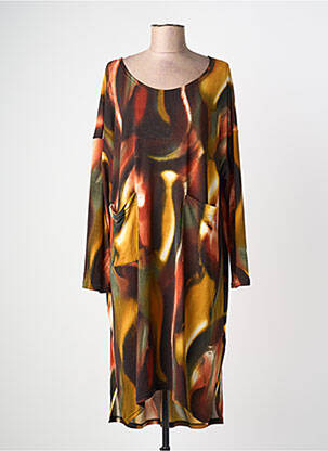 Rochie midi portocaliu 100 % FEMININ PARIS femeie