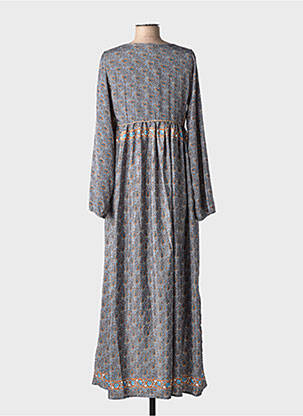 Rochie lungă imprimeu fantezie mâneci lungi gri GOLD & SILVER femeie