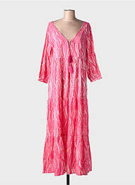 Rochie lungă mâneci lungi mâneci lungi roz CHICOSOLEIL femeie