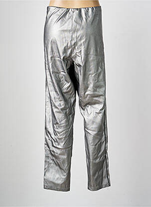 Pantalon drept talie elastică argintiu ONE O ONE femeie