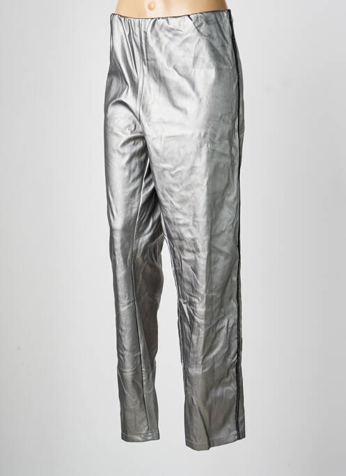 Pantalon drept talie elastică argintiu ONE O ONE femme