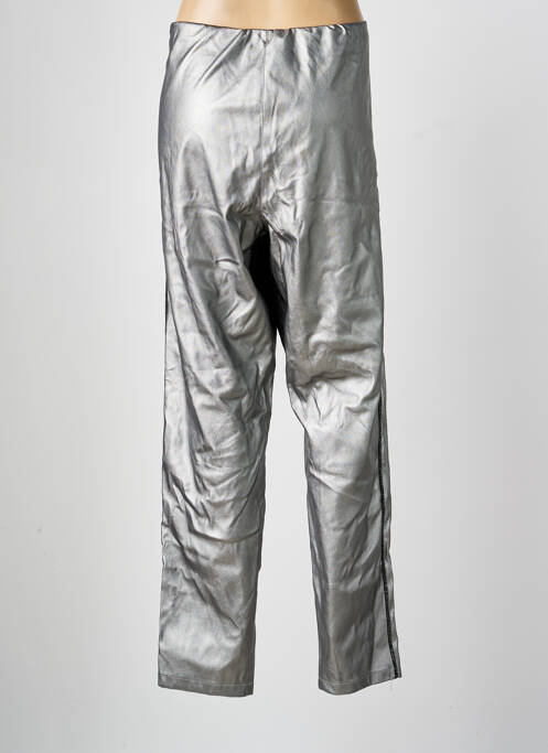 Pantalon drept talie elastică argintiu ONE O ONE femme