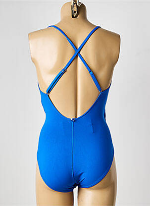 Costum de baie dintr-o singură piesă efect material satinat top triunghiuri albastru IODUS femeie