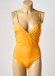 Costum de baie dintr-o singură piesă efect material satinat top triunghiuri portocaliu IODUS femme