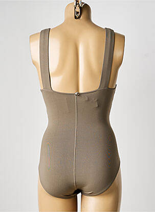 Costum de baie dintr-o singură piesă efect material satinat top triunghiuri verde IODUS femeie