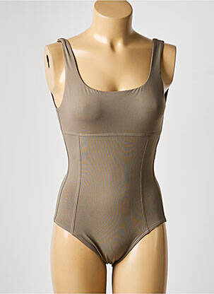 Costum de baie dintr-o singură piesă efect material satinat top triunghiuri verde IODUS femeie