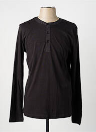 Tricou guler tunisian mâneci lungi negru FREEMAN T.PORTER bărbat