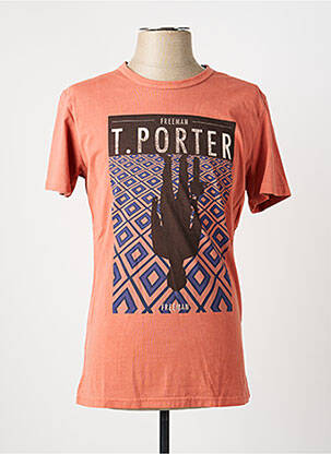 Tricou croială cambrată mâneci scurte portocalie FREEMAN T.PORTER bărbat