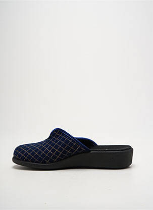 Papuci/pantofi de casă țesătură satinată toc de 4 la 6 cm albastru PORTANIA femeie
