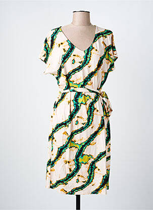 Rochie midi imprimeu fantezie mâneci scurte verde IVY BEAU femeie