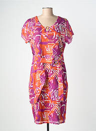 Rochie midi imprimeu fantezie mâneci scurte violet CHRISTINE LAURE femme
