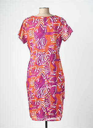 Rochie midi imprimeu fantezie mâneci scurte violet CHRISTINE LAURE femeie