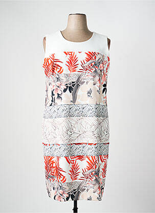 Rochie midi imprimeu floral fără mâneci bej CHRISTINE LAURE femme