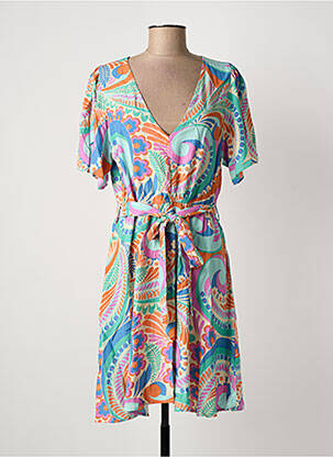 Rochie midi imprimeu floral mâneci scurte albastru MOLLY BRACKEN femeie