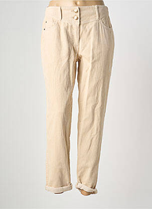 Pantalon 7/8 închidere cu fermoar sub clapetă cu nasturi bej C'EST BEAU LA VIE femeie