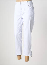 Pantalon 7/8 închidere cu fermoar sub clapetă cu nasturi mărime normală alb KALISSON femme