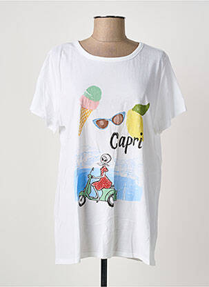 Tricou serigrafie flockată mâneci scurte alb ALLUDE femeie
