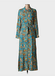Rochie lungă mâneci lungi mâneci lungi albastru GRACE & MILA femeie