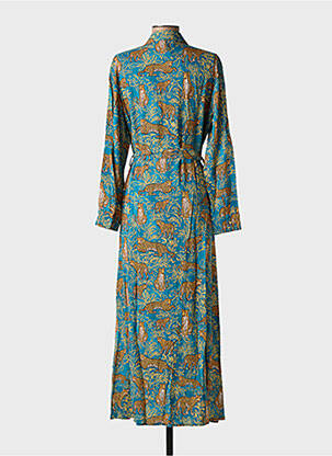 Rochie lungă țesătură poplin mâneci lungi albastru GRACE & MILA femeie