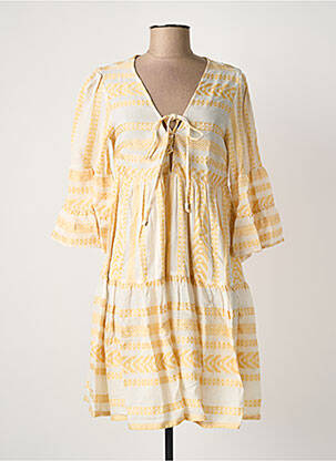 Rochie midi imprimeu fantezie mâneci lungi galben GOA GOA femeie