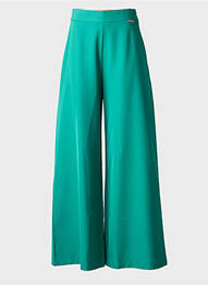 Pantalon larg închidere cu fermoar lateral talie înaltă verde GOA GOA femeie