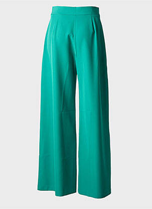 Pantalon larg închidere cu fermoar lateral talie înaltă verde GOA GOA femeie