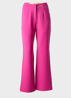 Pantalon drept talie cu cleme talie înaltă roz GOA GOA femeie