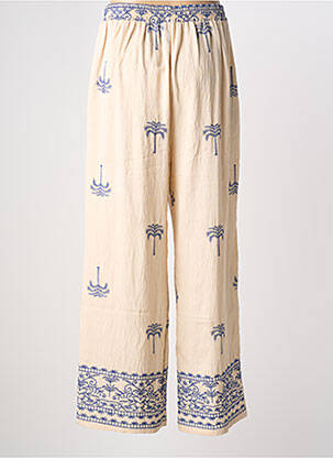 Pantalon larg țesătură crep mărime normală bej SORBET femeie