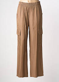 Pantalon cargo talie elastică talie înaltă maro FRANSA femme