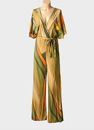 Salopetă-pantalon croială cambrată mâneci 3/4 verde YES.ZEE femeie