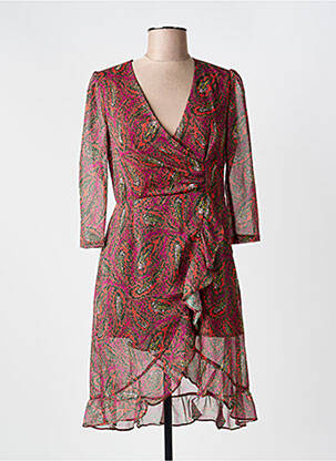 Rochie midi imprimeu floral mâneci lungi roz THE KORNER femeie