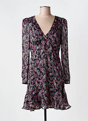 Rochie midi imprimeu floral mâneci lungi negru MORGAN femeie