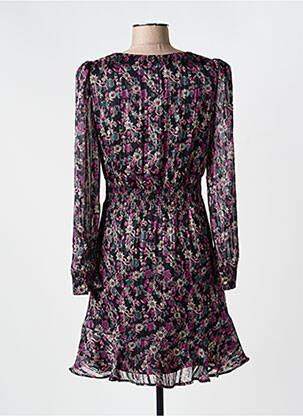 Rochie midi imprimeu floral mâneci lungi negru MORGAN femeie