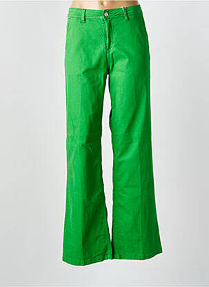 Pantalon drept talie cu cleme mărime normală verde FRANSA femeie