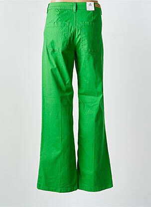 Pantalon drept talie cu cleme mărime normală verde FRANSA femeie