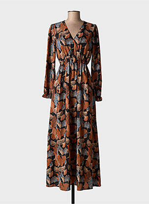 Rochie lungă mâneci lungi mâneci lungi maro MAELLE femeie