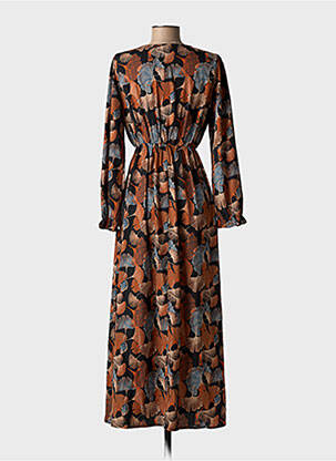 Rochie lungă mâneci lungi mâneci lungi maro MAELLE femeie