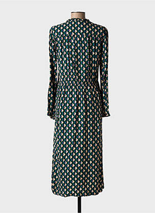 Rochie lungă imprimeu fantezie mâneci lungi verde C'EST BEAU LA VIE femeie