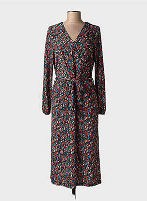 Rochie midi imprimeu fantezie mâneci lungi negru DIANE LAURY femeie