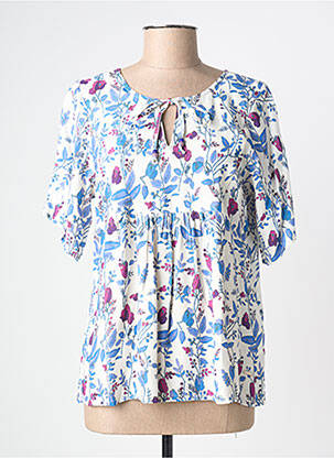 Bluză țesătură poplin mâneci 3/4 albastru AGATHE & LOUISE femme