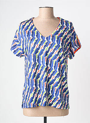 Tricou imprimeu fantezie mâneci scurte albastru SCORZZO femeie