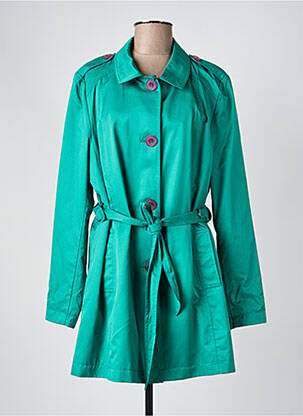 Trench țesătură poplin fără glugă verde REVER MILE femeie