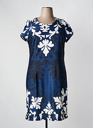 Rochie midi imprimeu floral mâneci scurte albastru GREGORY PAT femeie