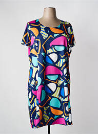 Rochie midi imprimeu fantezie mâneci scurte albastru GUY DUBOUIS femme