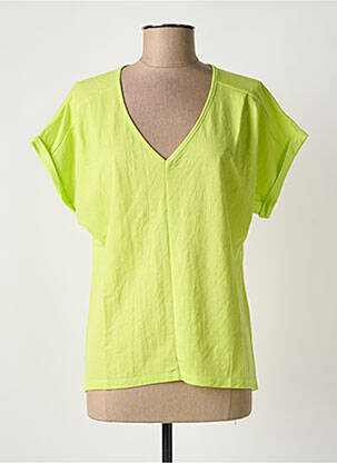 Tricou guler în v mâneci scurte verde SCORZZO femeie