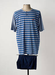 Pijamale scurte guler rotund albastru MASSANA homme
